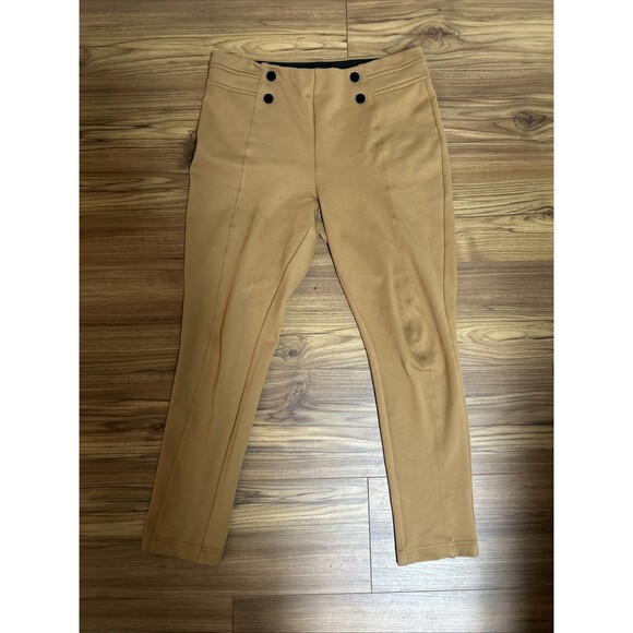 Calvin Klein Pants Tan Camel Ankle Length Button Front Casual Workwear Size M - Picture 1 of 7